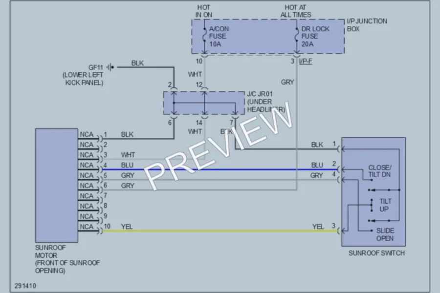 2008 Hyundai Elantra Power Top Sunroof wiring diagram preview