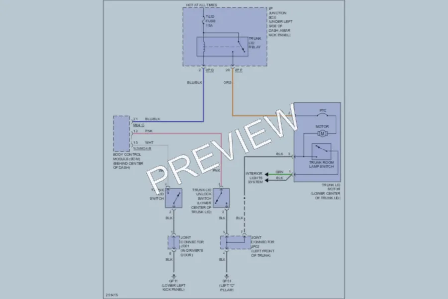 2008 Hyundai Elantra Trunk Tailgate Fuel Door wiring diagram preview