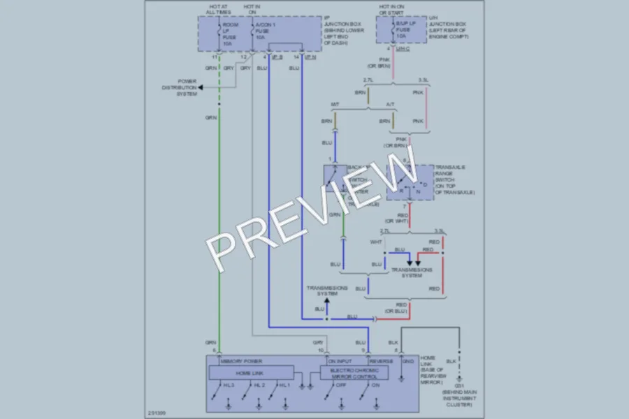 2008 Hyundai SantaFe Power Mirrors wiring diagram preview