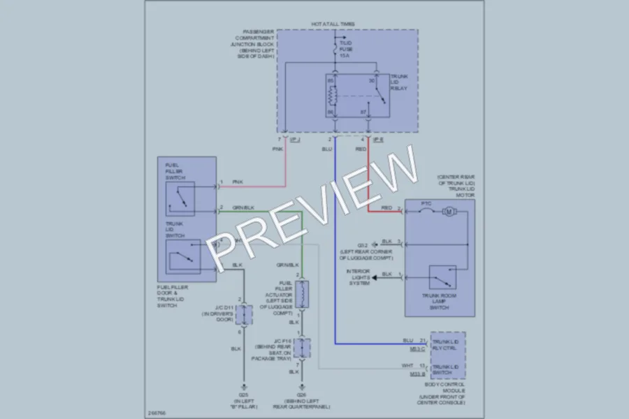 2008 Hyundai Sonata Trunk Tailgate Fuel Door wiring diagram preview