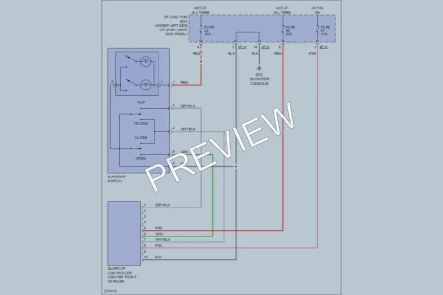 2008 Hyundai Tucson Power Top Sunroof wiring diagram preview