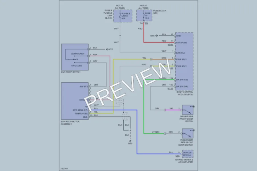 2008 Infiniti G35 Power Top Sunroof wiring diagram preview