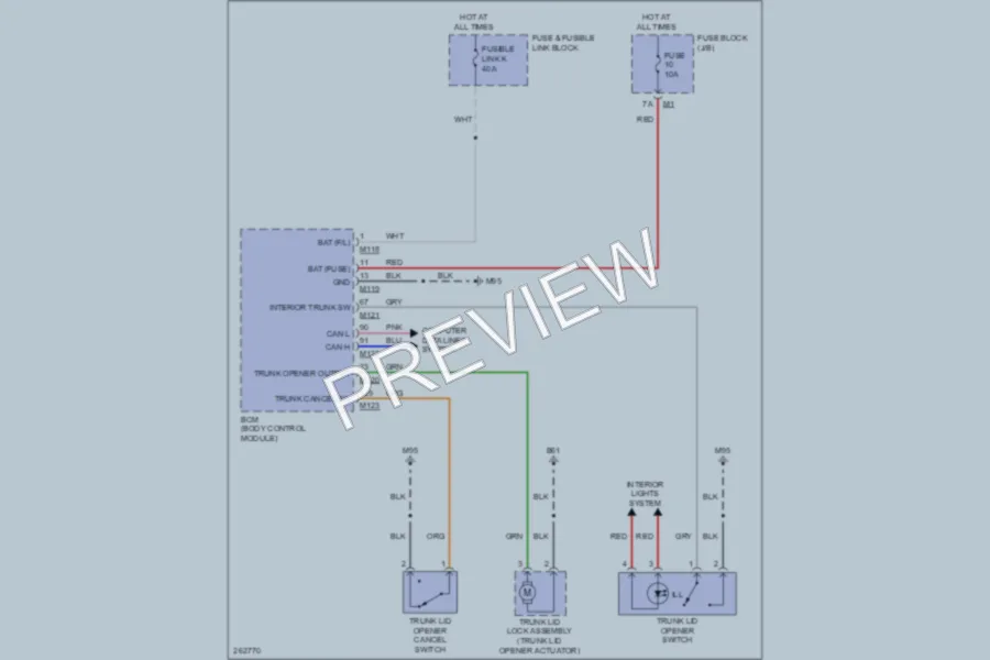 2008 Infiniti G35x Trunk Tailgate Fuel Door wiring diagram preview