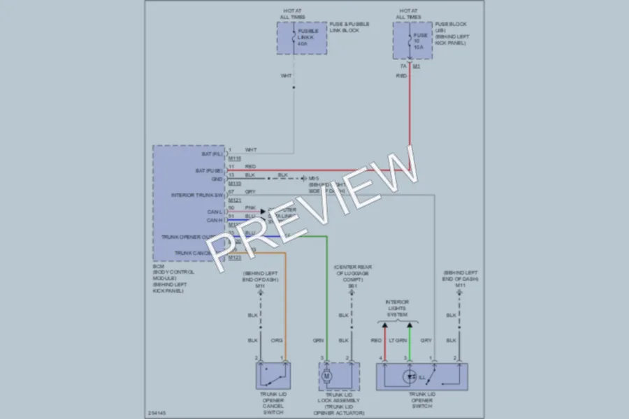 2008 Infiniti G37 Trunk Tailgate Fuel Door wiring diagram preview