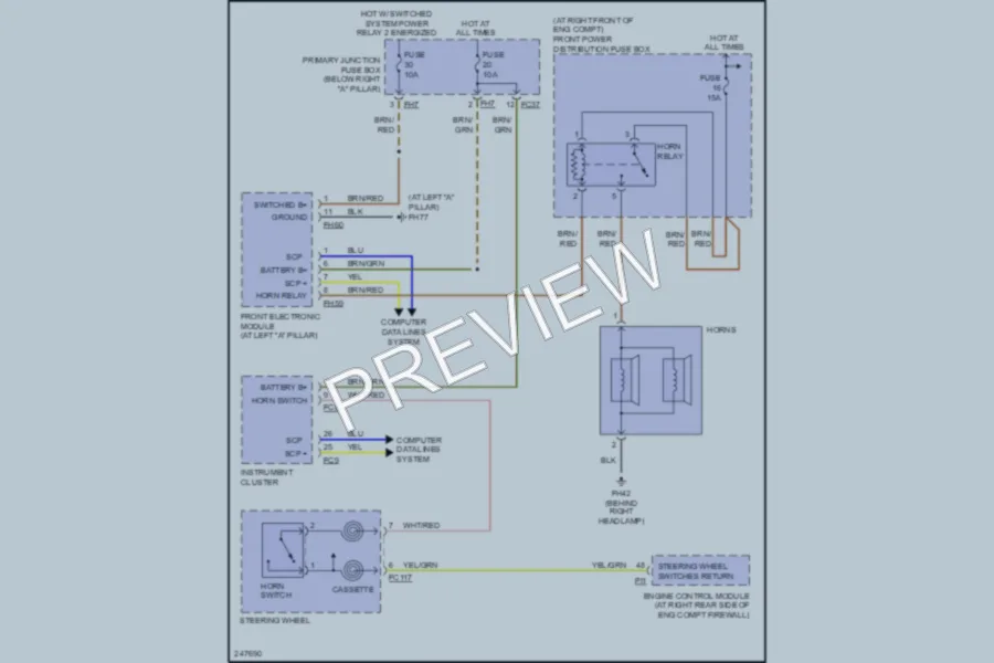 2008 Jaguar SType Horn wiring diagram preview