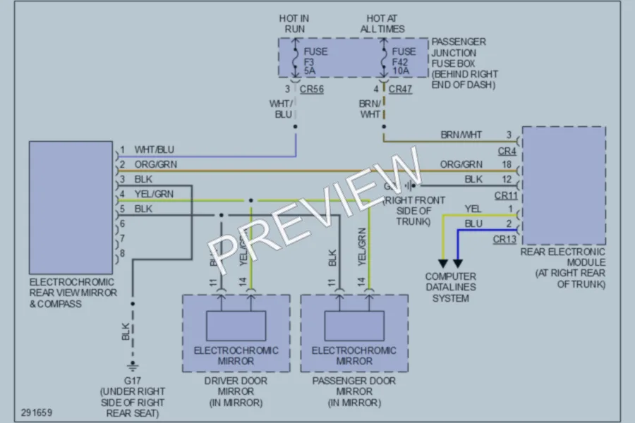 2008 Jaguar XJ8L Power Mirrors wiring diagram preview