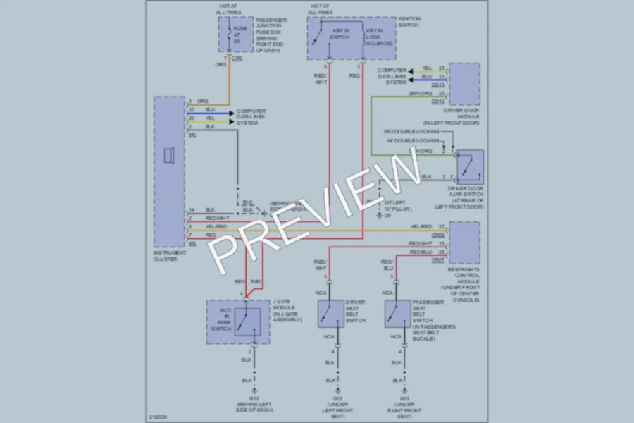 2008 Jaguar XJ8L Warning Systems wiring diagram preview