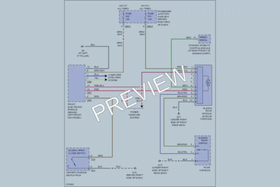 2008 Jaguar XJR Power Top Sunroof wiring diagram preview