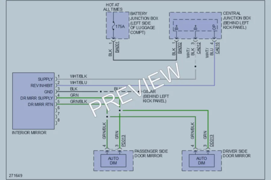 2008 Jaguar XKR Power Mirrors wiring diagram preview