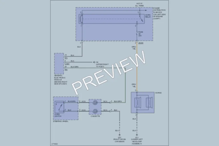 2008 Jaguar XType Horn wiring diagram preview