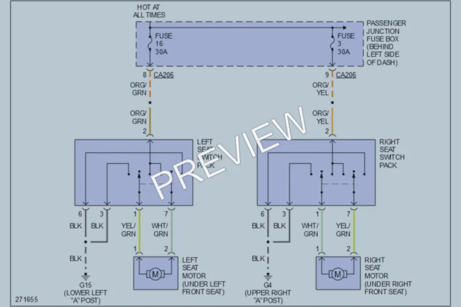 2008 Jaguar XType Power Seats wiring diagram preview