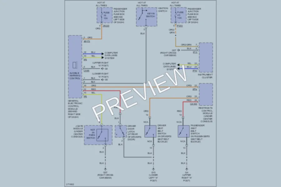 2008 Jaguar XType Warning Systems wiring diagram preview
