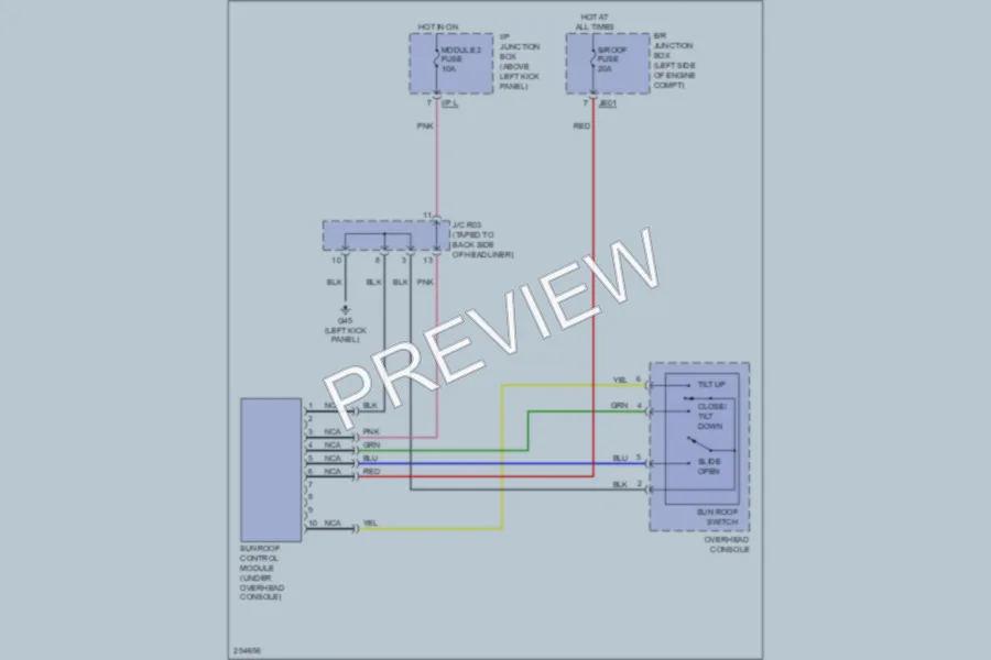 2008 Kia Optima Power Top Sunroof wiring diagram preview