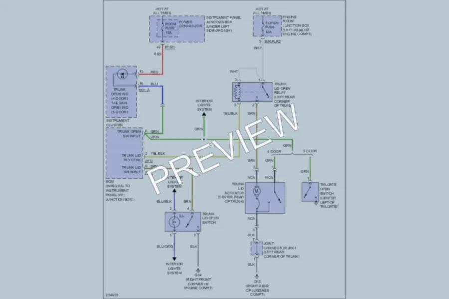 2008 Kia Spectra5 Trunk Tailgate Fuel Door wiring diagram preview