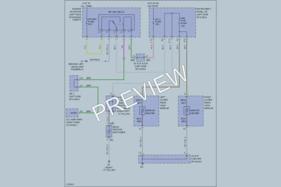 2008 Lexus ES350 Defoggers wiring diagram preview