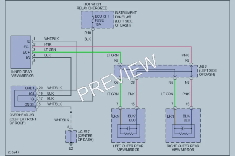 2008 Lexus ES350 Power Mirrors wiring diagram preview