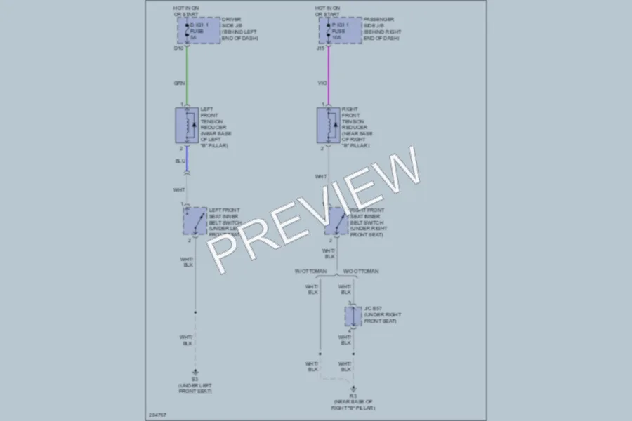 2008 Lexus LS460 Passive Restraints wiring diagram preview