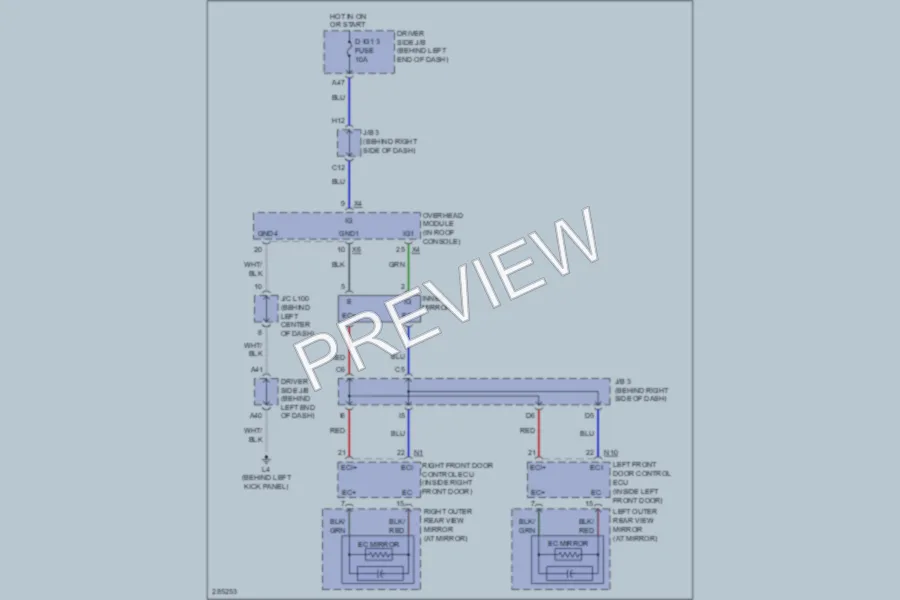 2008 Lexus LS460 Power Mirrors wiring diagram preview