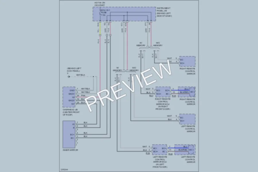 2008 Lexus RX350 Power Mirrors wiring diagram preview
