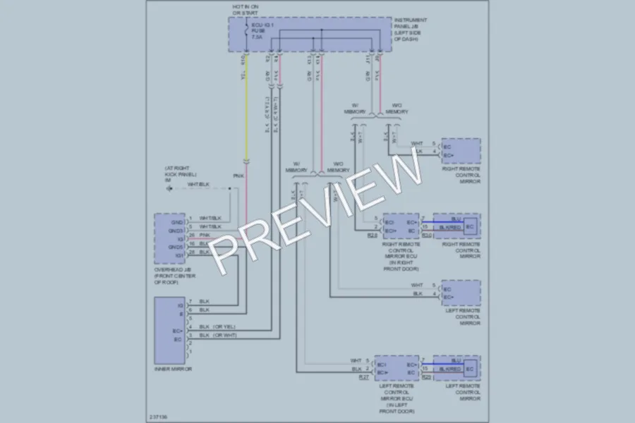 2008 Lexus RX400h Power Mirrors wiring diagram preview