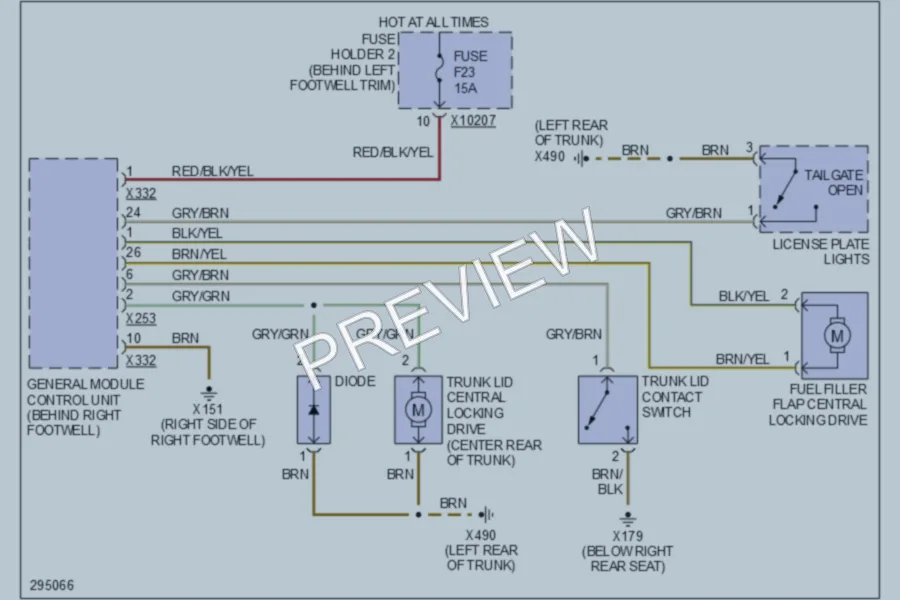 2008 MINI CooperClubman Trunk Tailgate Fuel Door wiring diagram preview