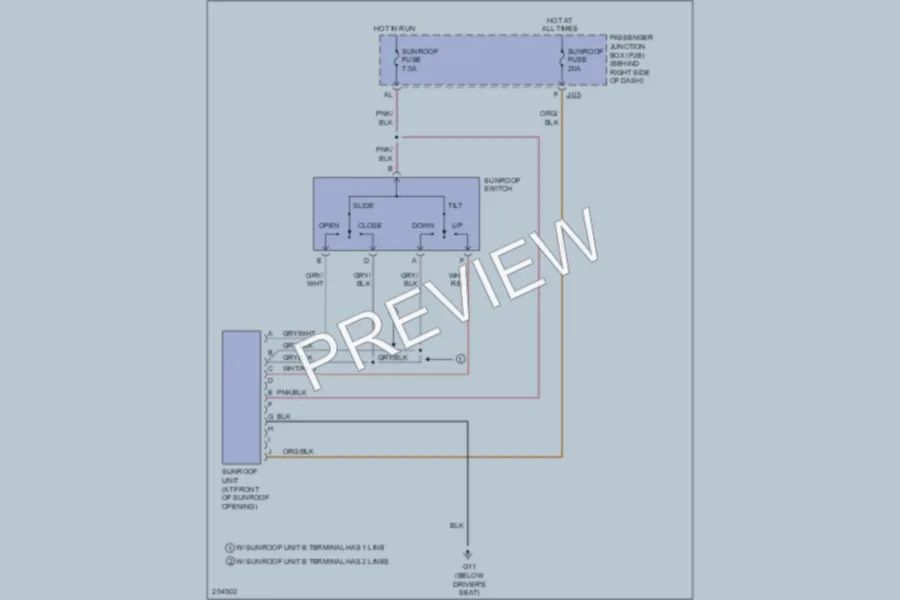 2008 Mazda 3 Power Top Sunroof wiring diagram preview