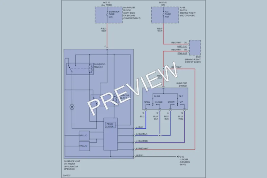 2008 Mazda 5 Power Top Sunroof wiring diagram preview