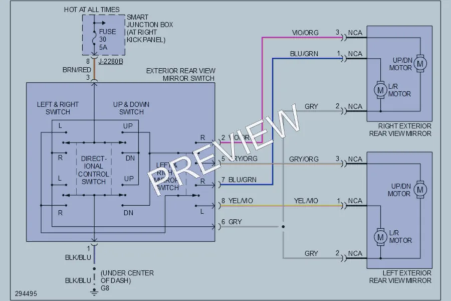 2008 Mazda B4000 Power Mirrors wiring diagram preview