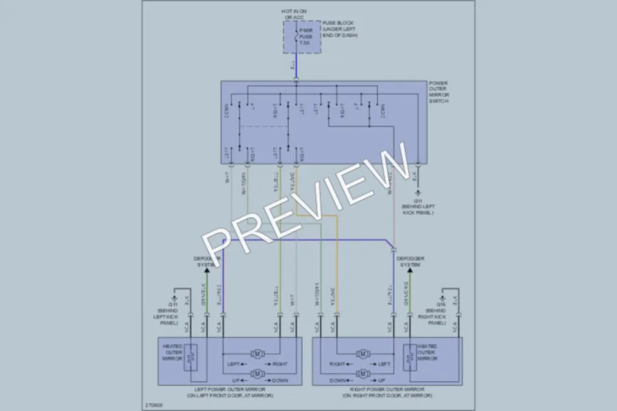 2008 Mazda CX7 Power Mirrors wiring diagram preview