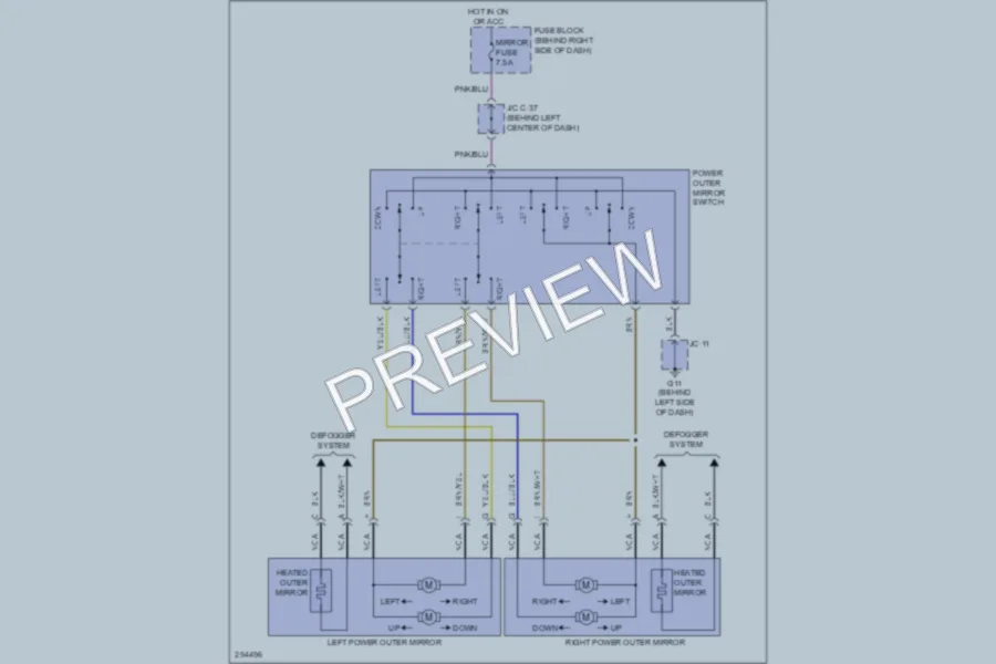 2008 Mazda CX9 Power Mirrors wiring diagram preview