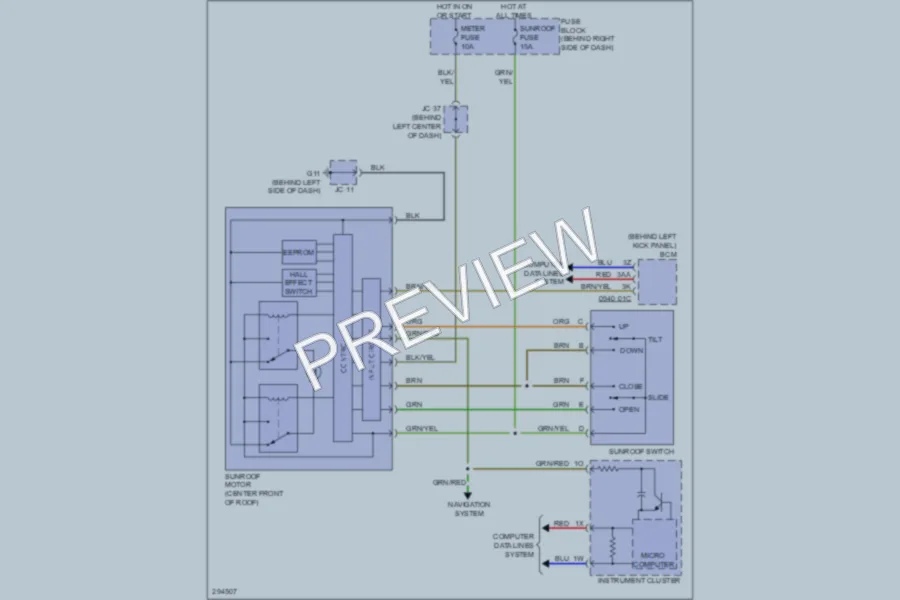 2008 Mazda CX9 Power Top Sunroof wiring diagram preview