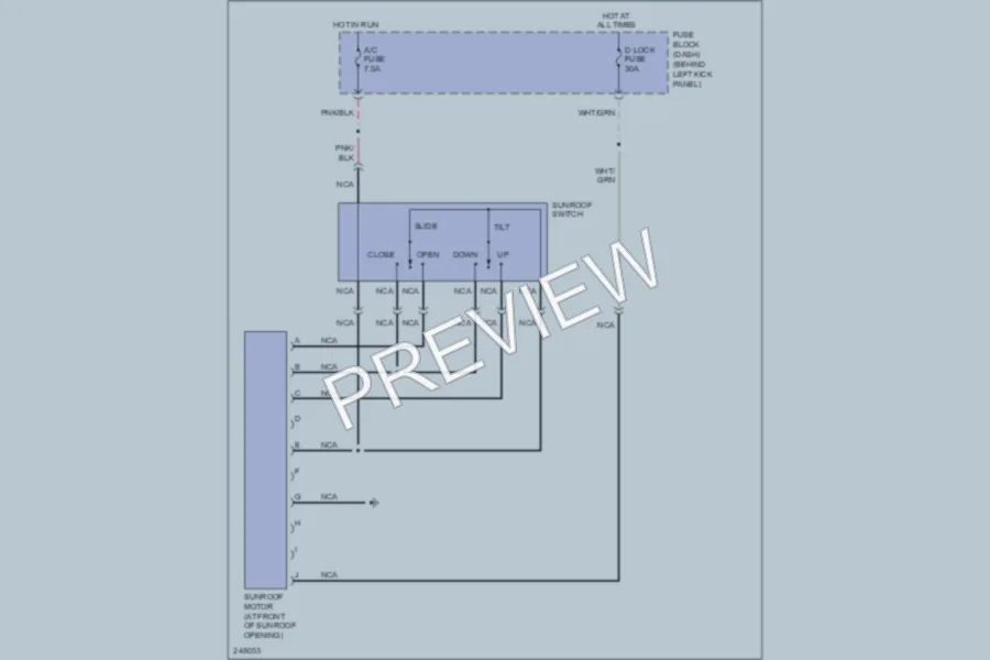 2008 Mazda RX8 Power Top Sunroof wiring diagram preview
