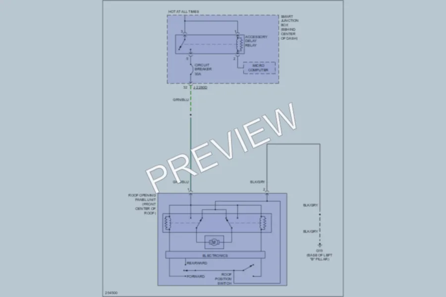 2008 Mazda TributeHybrid Power Top Sunroof wiring diagram preview