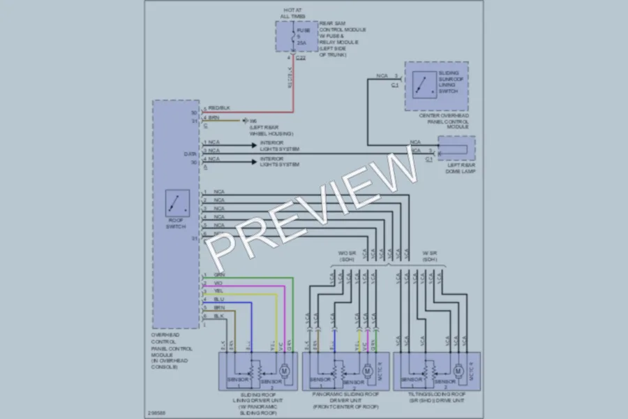 2008 MercedesBenz E320BLUETEC Power Top Sunroof wiring diagram preview