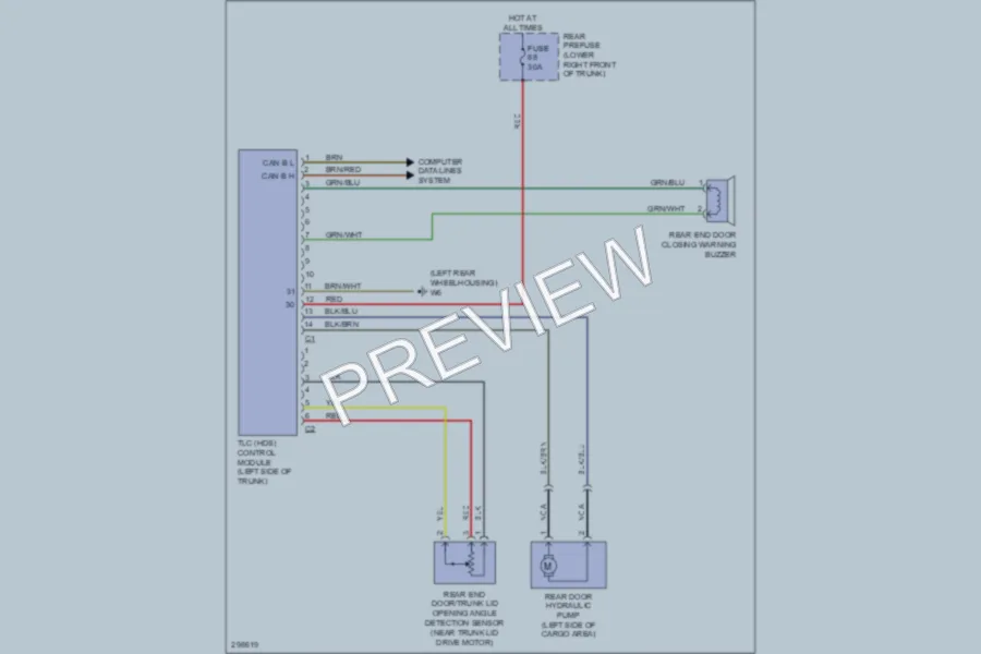 2008 MercedesBenz E350 Trunk Tailgate Fuel Door wiring diagram preview