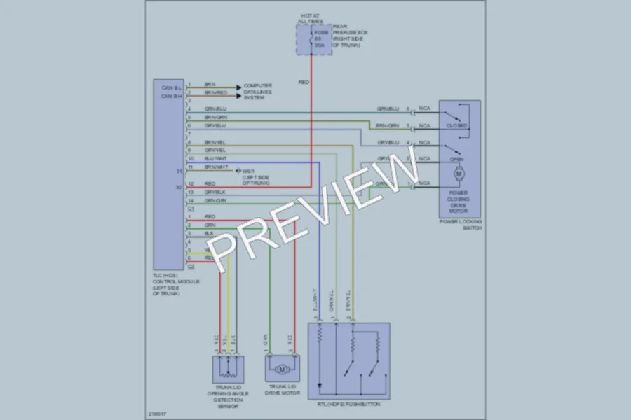 2008 MercedesBenz S550 Trunk Tailgate Fuel Door wiring diagram preview