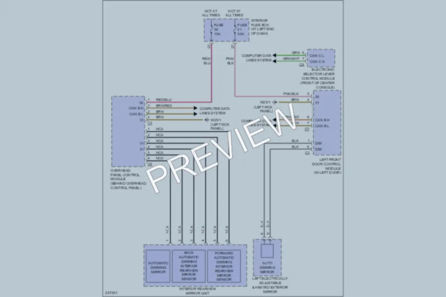 2008 MercedesBenz SLK350 Power Mirrors wiring diagram preview