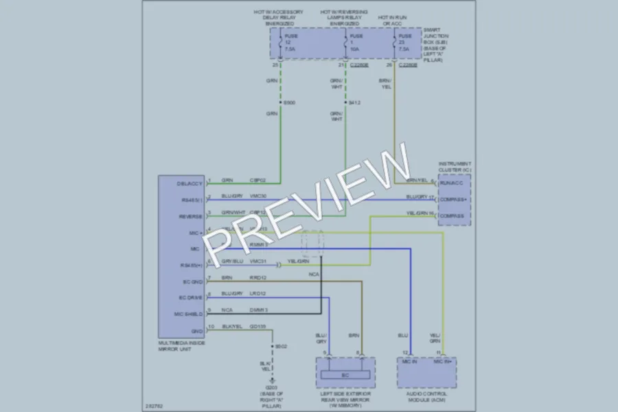 2008 Mercury Milan Power Mirrors wiring diagram preview