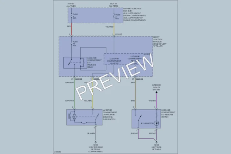 2008 Mercury Milan Trunk Tailgate Fuel Door wiring diagram preview