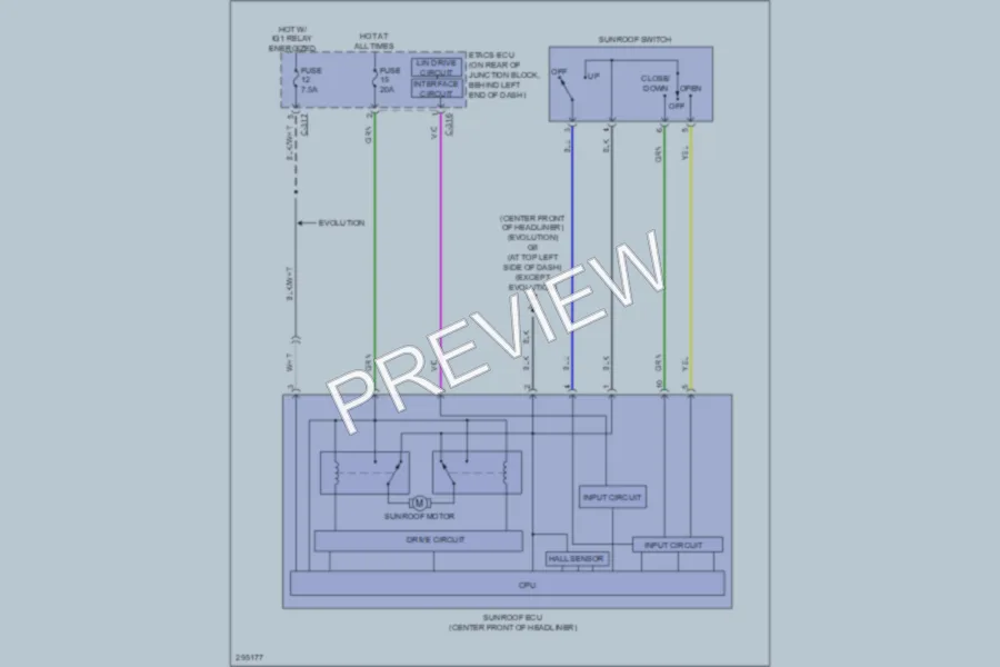 2008 Mitsubishi Lancer Power Top Sunroof wiring diagram preview