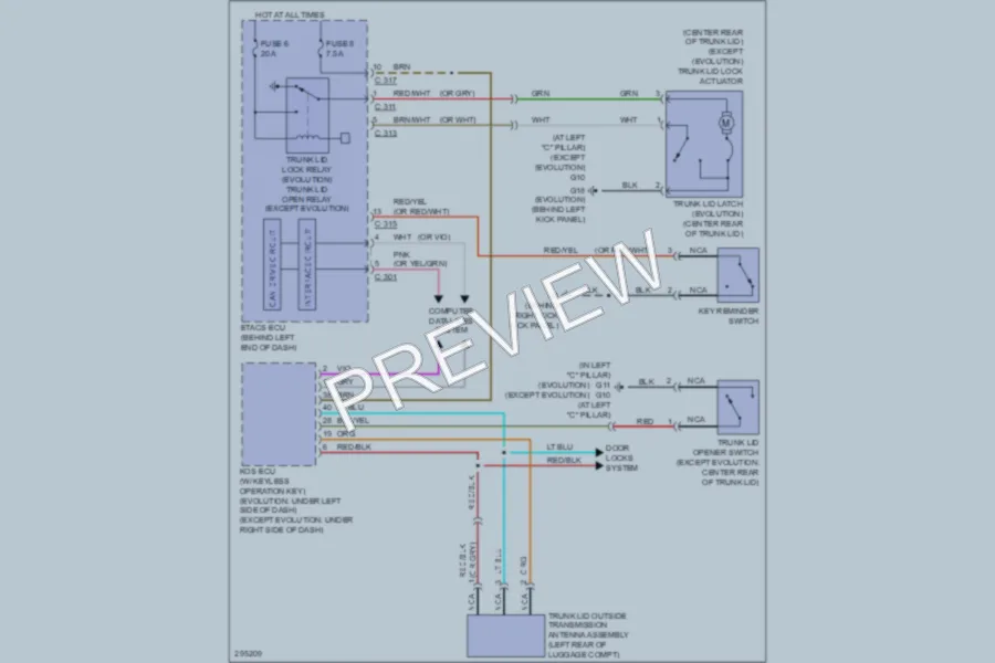 2008 Mitsubishi Lancer Trunk Tailgate Fuel Door wiring diagram preview