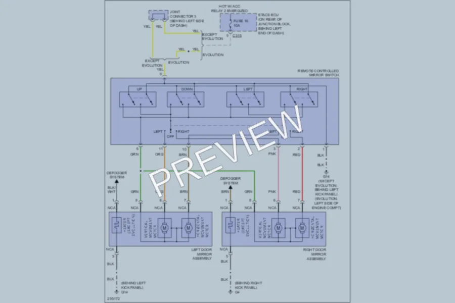 2008 Mitsubishi LancerEvolution Power Mirrors wiring diagram preview