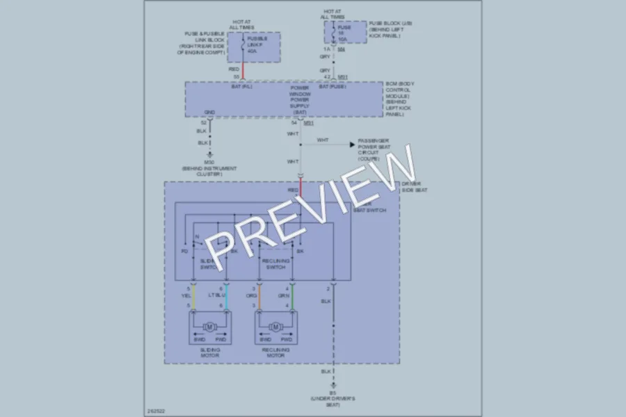 2008 Nissan 350Z Power Seats wiring diagram preview