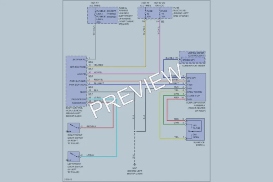 2008 Nissan Altima Power Top Sunroof wiring diagram preview