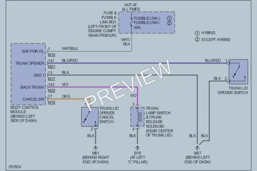 2008 Nissan Altima Trunk Tailgate Fuel Door wiring diagram preview