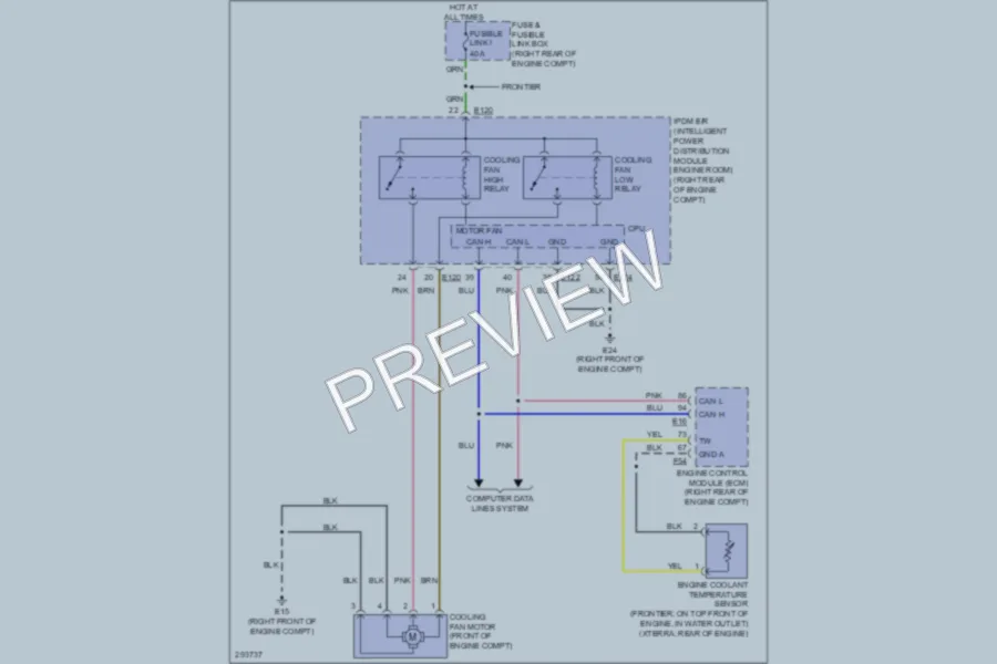 2008 Nissan Frontier Cooling Fan wiring diagram preview