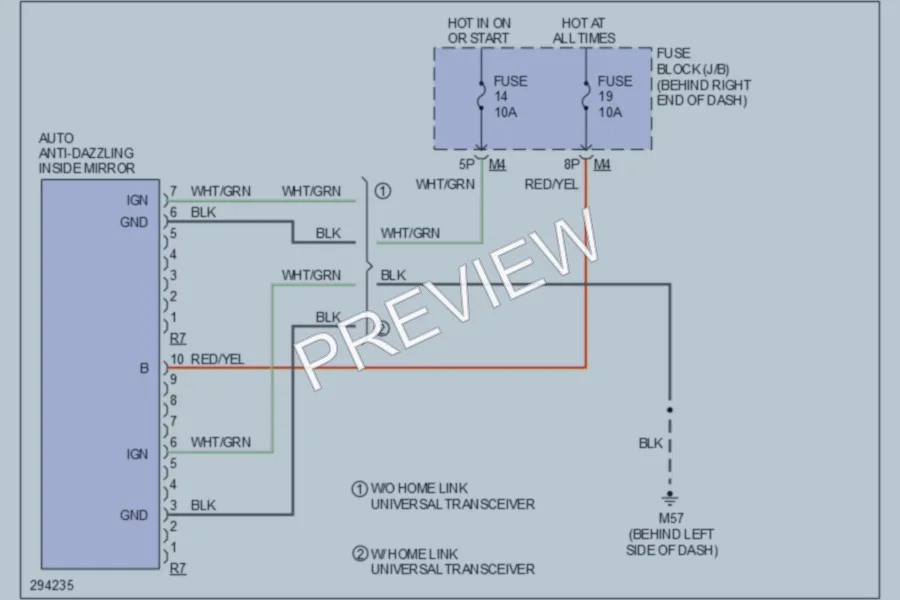 2008 Nissan Pathfinder Power Mirrors wiring diagram preview