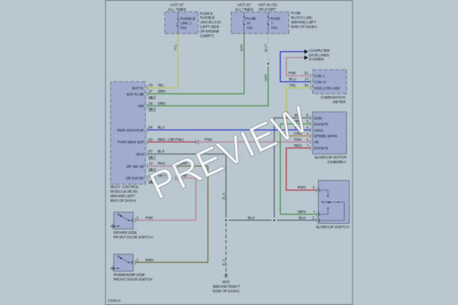 2008 Nissan Rogue Power Top Sunroof wiring diagram preview