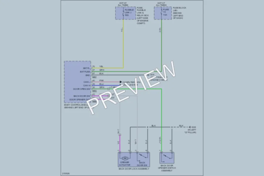 2008 Nissan Rogue Trunk Tailgate Fuel Door wiring diagram preview