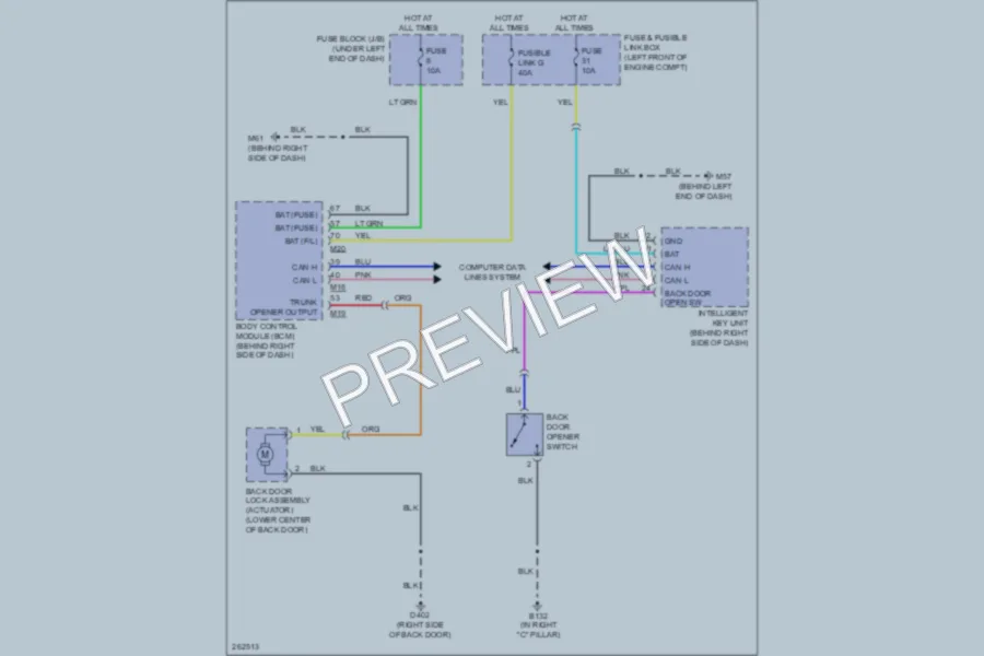 2008 Nissan Versa Trunk Tailgate Fuel Door wiring diagram preview